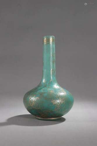 A Glass Painted Gold Vase