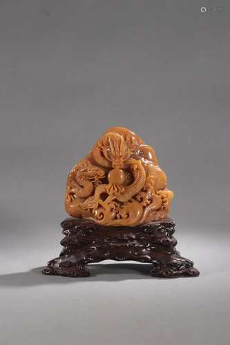 A Fine Tianhuang Stone Carved Dragon Ornament