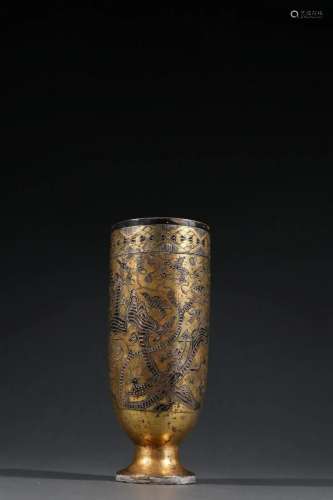 A Gilt-Bronze Inlaid Gold and Silver Cup