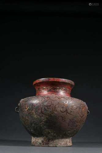 A Bronze Inlaid Silver Pot With Flower Pattern