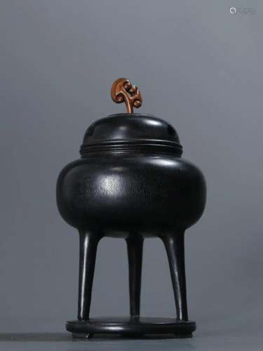 A Zitan Wood and Huangyang Wood Tripod Censer