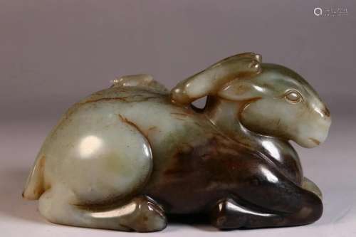 A Delicate Jade Carved Sheep Ornament