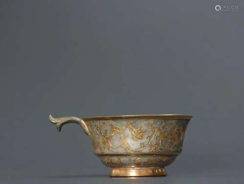 A Bronze Inlaid Gold and Silver Cup