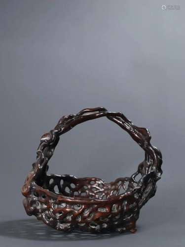 A Huangyang Wood Carved Beam Basket