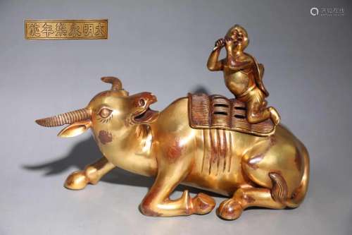 A Deilcate Giltl-bronze Ox Ornament
