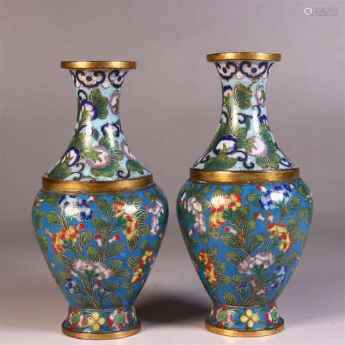 A Pair of Cloisonne Vases