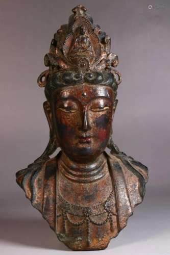A Old Bronze Avalokitesvara Head