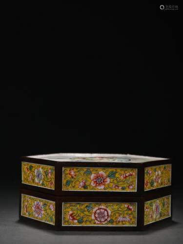 A Fine Bronze Painted Enamel Six Corners Box With Cover