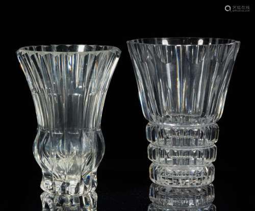 SAINT LOUIS et VAL SAINT LAMBERT.Deux vases en cristal.H_25 ...