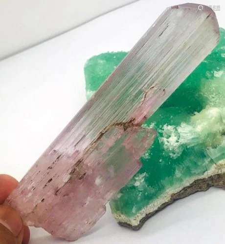 55 Grams Terminated V Shape Pink Kunzite Crystal