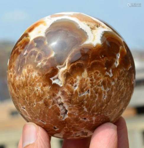 615 Grams Chocolate Calcite Round Sphere ~ 76 MM