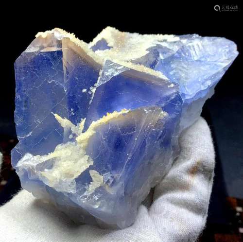 Natural Phantoms Fluorite Crystal with Calcite Mineral