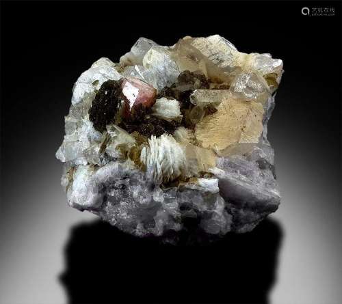 Pink Apatite Crystal on Quartz Mineral Specimen 1489 g