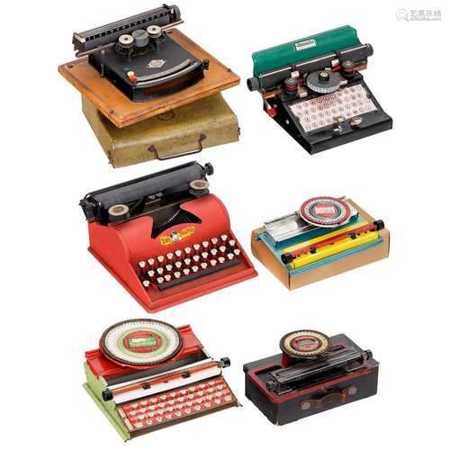 Six Toy Typewriters