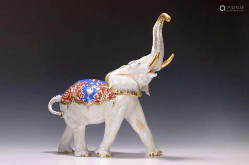 Very large elephant, modeller Hermann Reinl, porcelain
