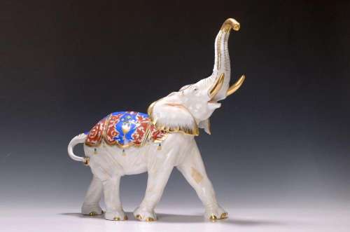 Very large elephant, modeller Hermann Reinl, porcelain