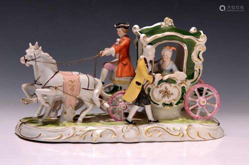 Porcelain carriage, Gräfenthal, 20th century, two-horse