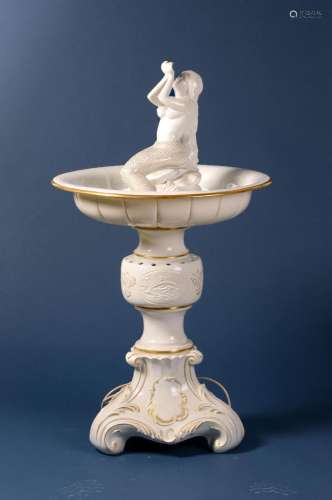Large porcelain fountain with mermaid, Sitzendorf