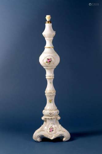 Large baroque porcelain lamp base, Sitzendorf,20th