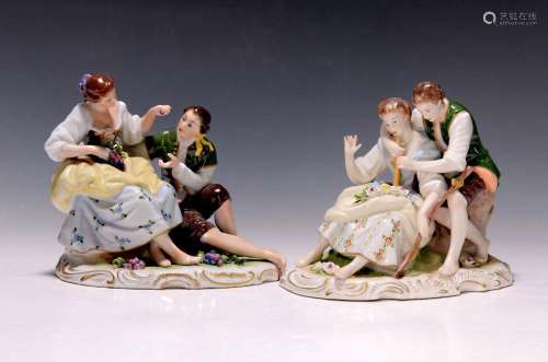 Two groups of porcelain figures, Rudolf Kämmer Keramische