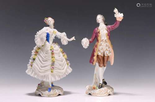 Two gallant porcelain figures, 2nd half of the20th