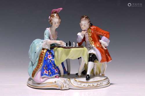 Porcelain group, chess group, Aelteste Volkstedt