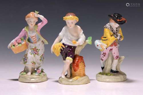 Three small porcelain figures, Sitzendorf, 2ndhalf of the