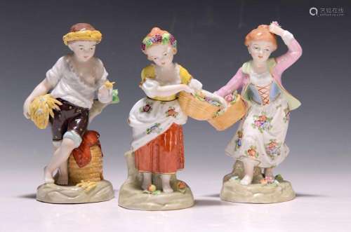 Three porcelain figures, Sitzendorf, 2nd half of the 20th