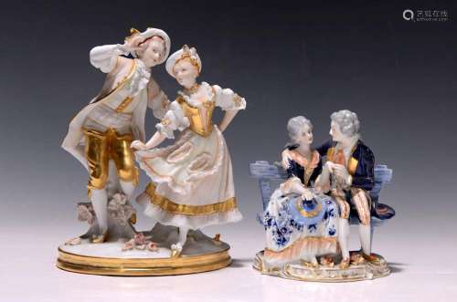 Two porcelain figures, Aelteste Volkstedt and Sitzendorf