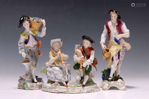 Three porcelain figures, Sitzendorf, Aelteste Volkstedt