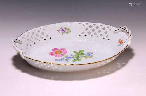 Oval basket bowl, Meissen, 2nd half of the 20th