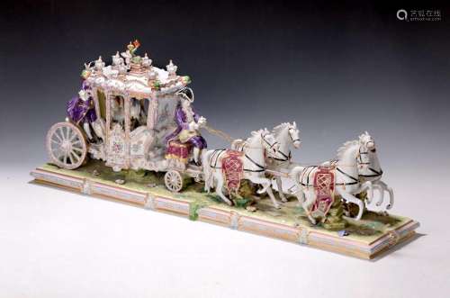 Large four-horse baroque porcelain carriage, Aelteste