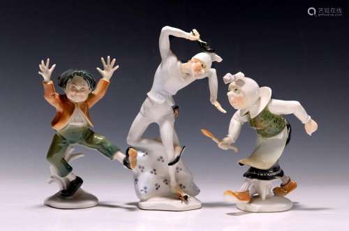 Three porcelain figures from the Max and Moritz, Ens