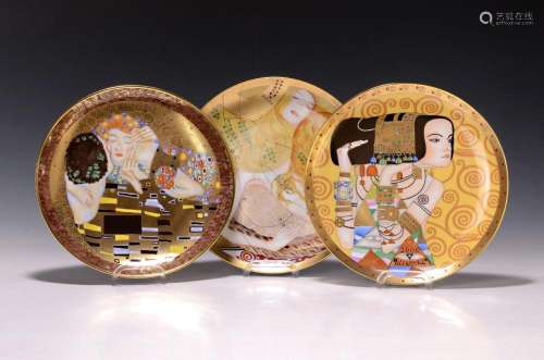 Series of 3 porcelain collection plates, Augarten