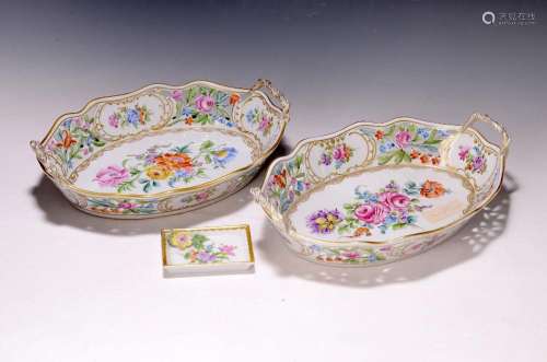 Two basket bowls and a small bowl, Dresden, 2nd half of