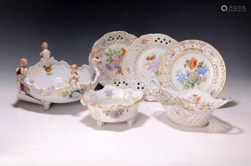 6 porcelain objects by Schierholz Plaue: ornamental