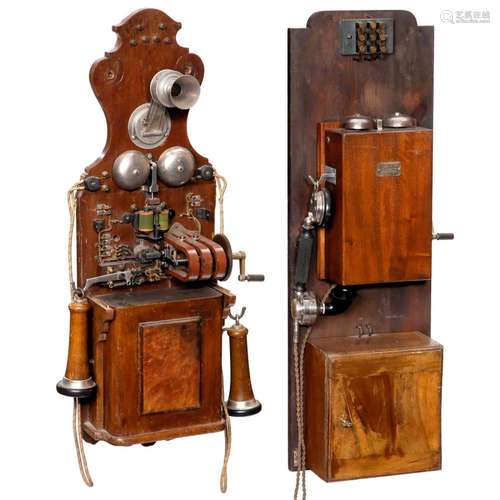 Two Bavarian Wall Telephone Stations by Reiner, c. 1900