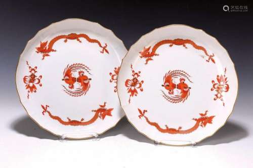 2 round bowls, Meissen, 20th century, porcelain