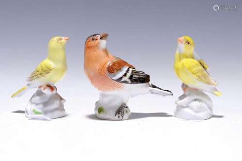 3 porcelain birds, Meissen, 2nd half of the 20th