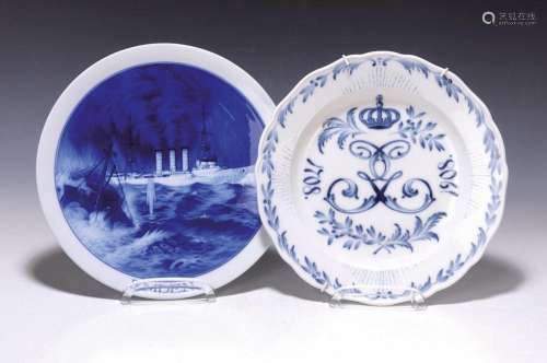 Regimental plate and collection plate, Meissen