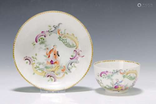 cup with saucer, Meissen, around 1750, porcelain
