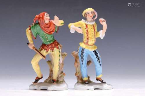 Two porcelain figures, Rosenthal, studio line,Pierrot with