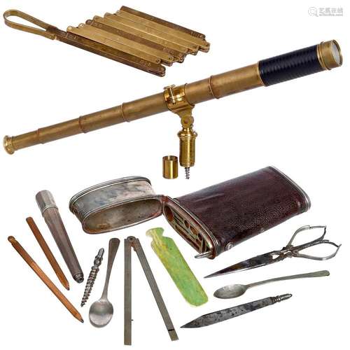 Miniature Telescope, Traveling Tools und Folding Meter, c. 1...