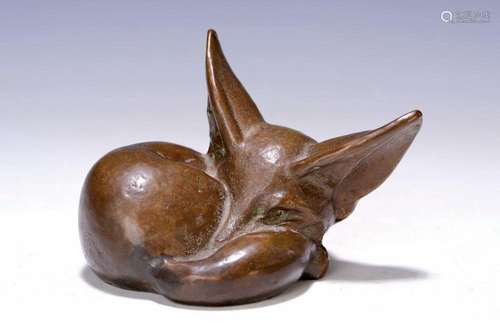 Bronze sculpture, probably around 1910/20, a curled up