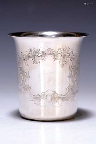 Beaker, German, 800 silver, engraved with a cartouche