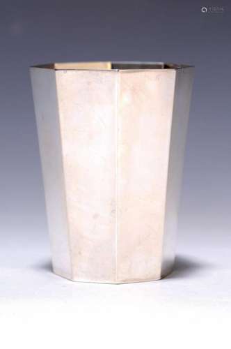 Beaker, German, 800 silver, 8-fold faceted walls, H