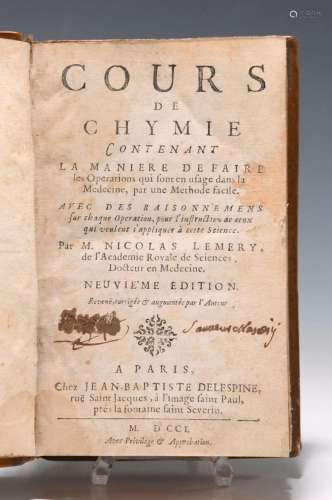 Nicolas Lemery: Le Cours de Chymie, Paris 1701,