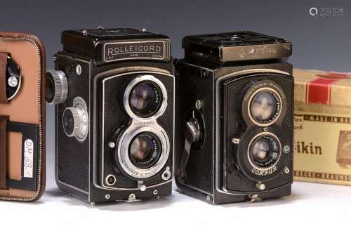 Two 6 x 6 cameras, Heincke & Franke, Rolleiflex