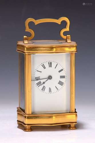 Carriage clock, France, late 19th century, faceted on