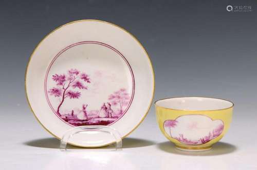 beaker with saucer, Meissen, around 1745, gallant